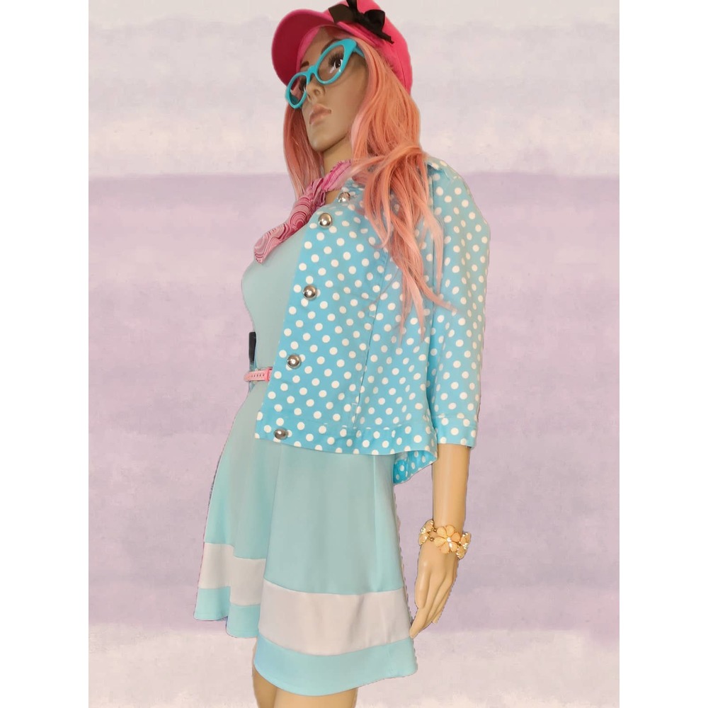 Vintage Christopher Banks Light Blue Polka-dot Jacket Sz P/M